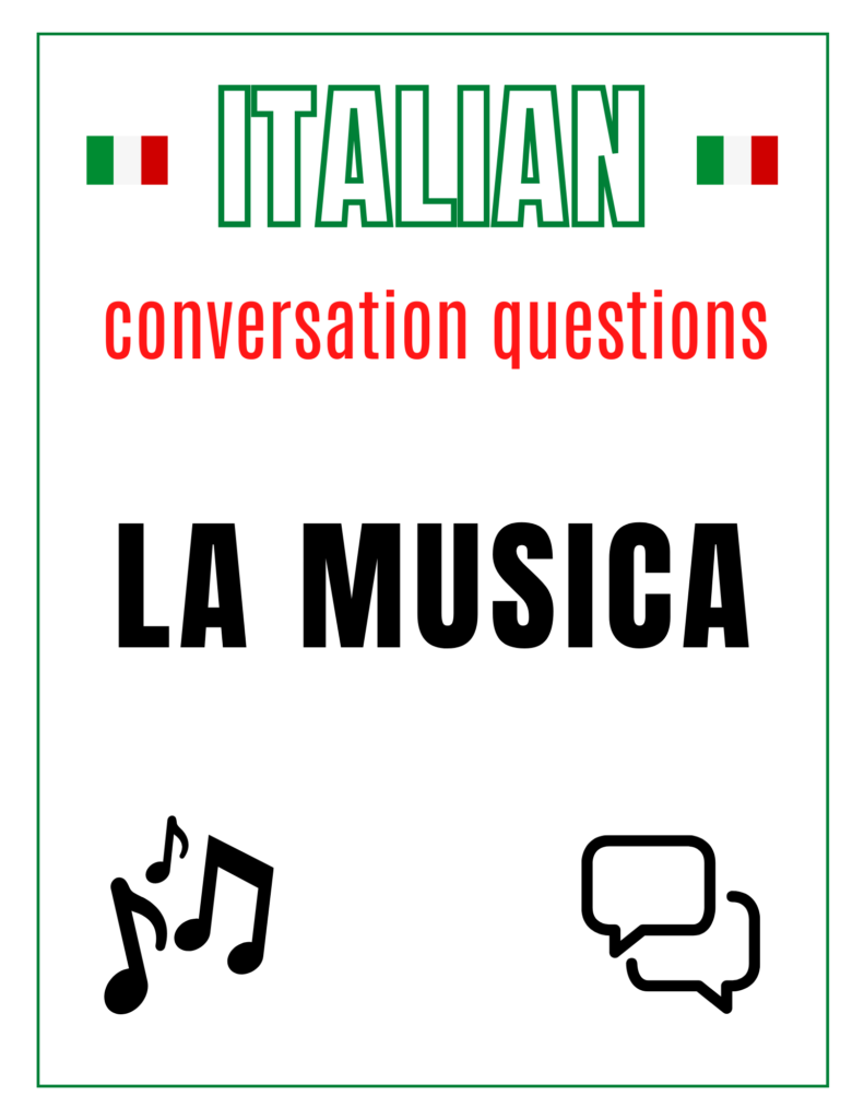 Italian Music / Musica Conversation Questions Free Download